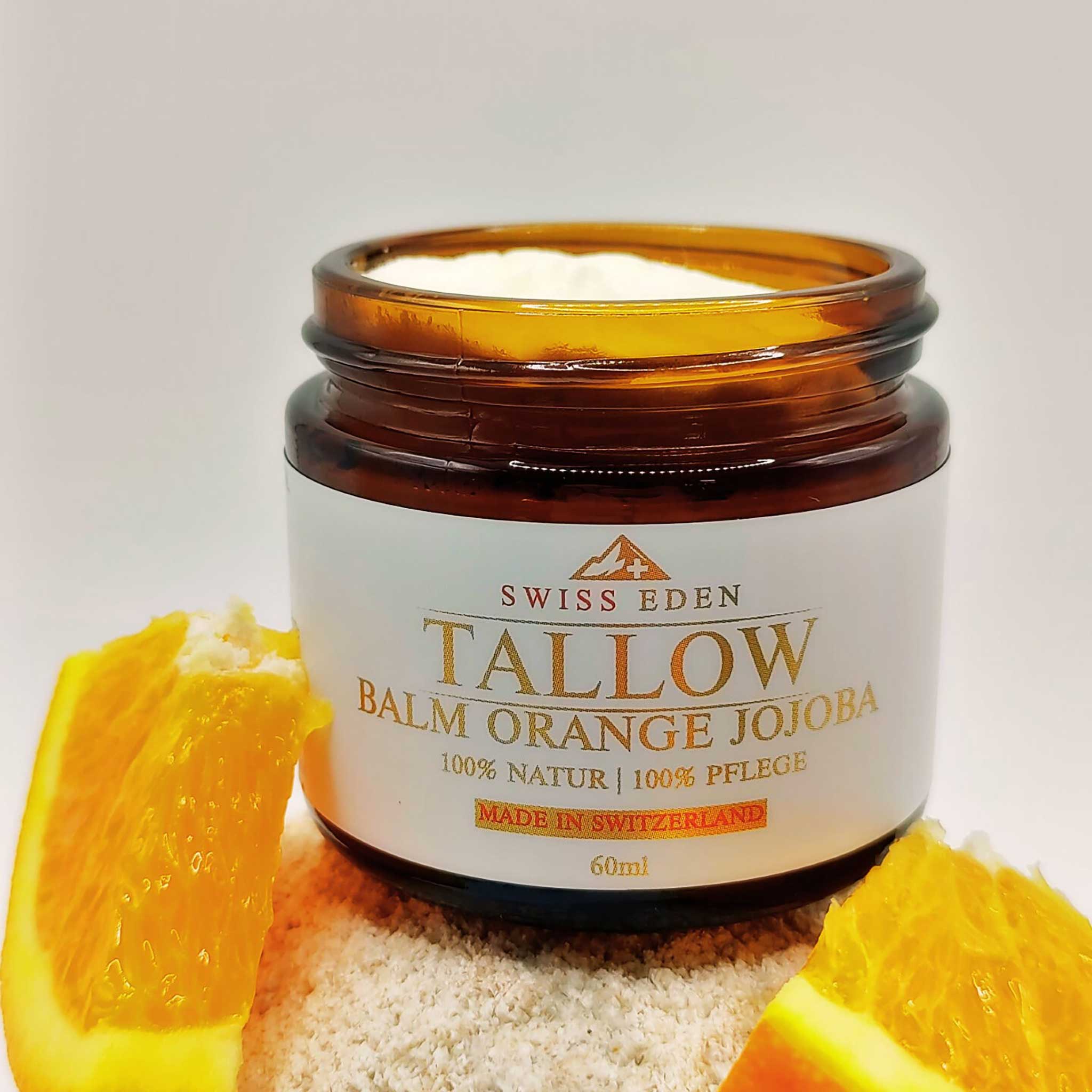 Tallow Orange Pflege mit Bio-Rindertalg – natürliche Hautpflege mit Jojobaöl und frischem Orangenduft