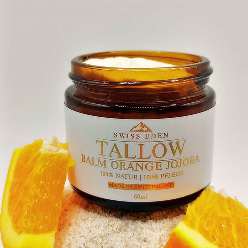 Tallow Orange Pflege mit Bio-Rindertalg – natürliche Hautpflege mit Jojobaöl und frischem Orangenduft