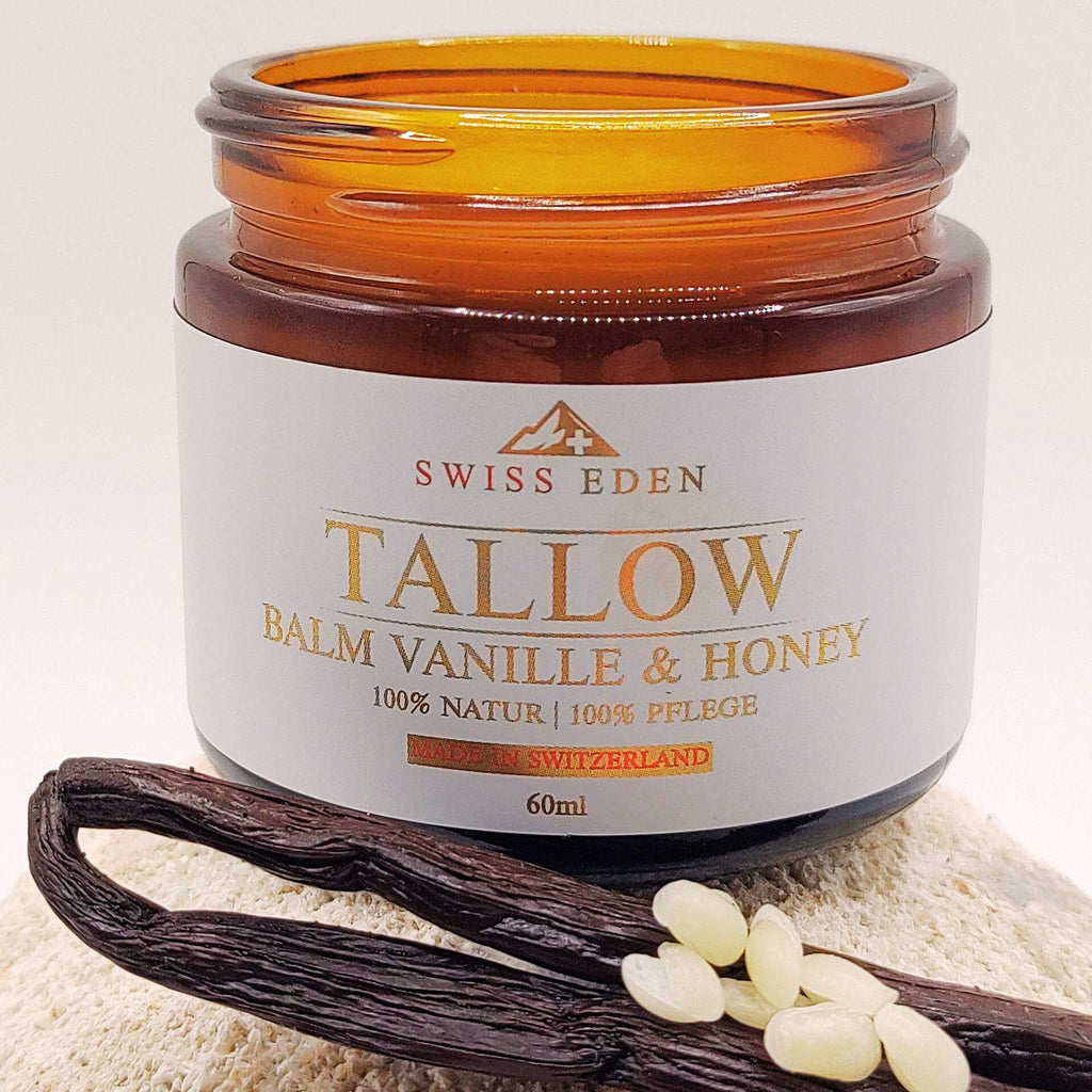 Tallow Balm Vanille und Honey mit Bio-Rindertalg, Honig und Vanille – natürliche Hautpflege für trockene und empfindliche Haut
