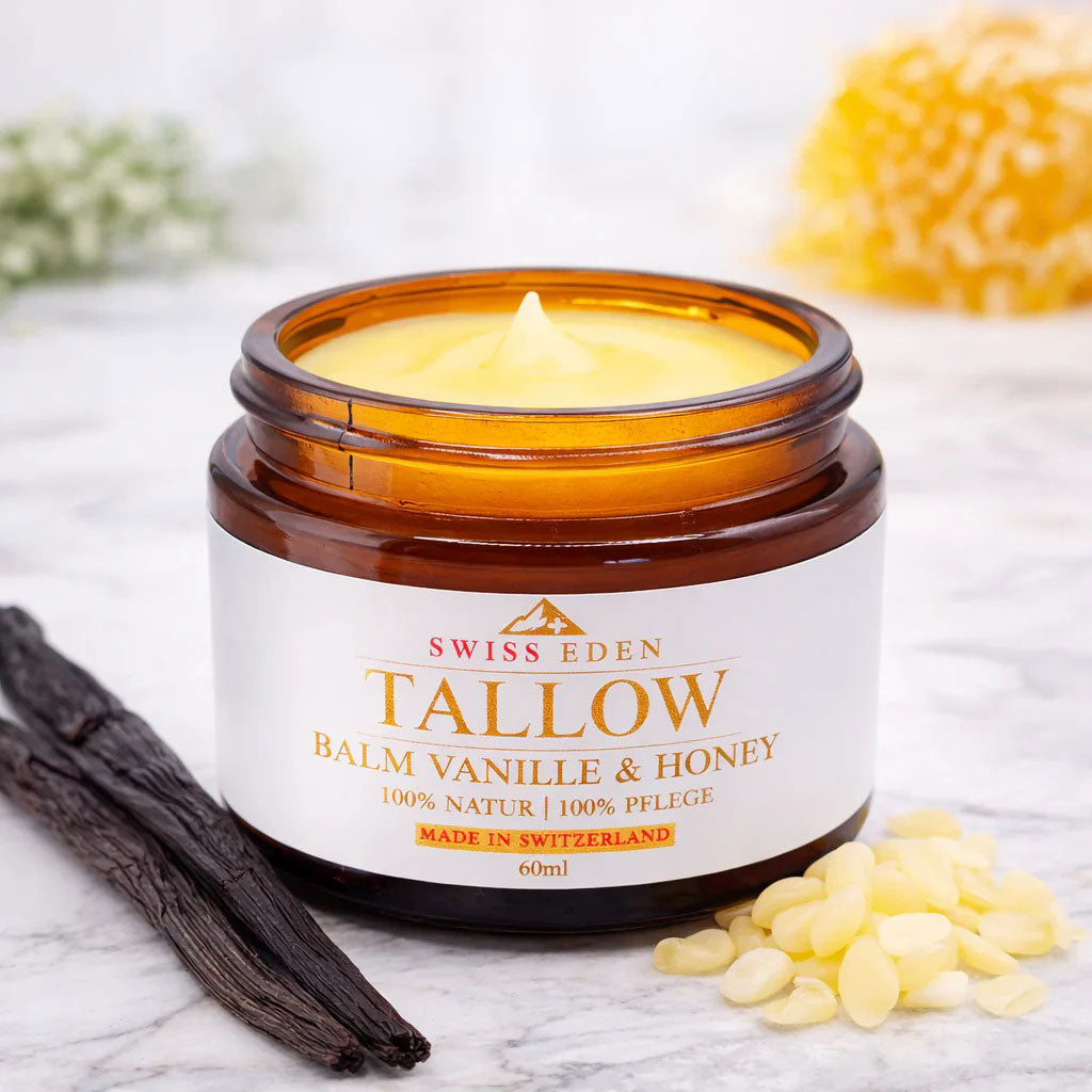 Schweizer Tallow Balm Vanille und Honig – aus Bio Weidetalg von Swiss Eden